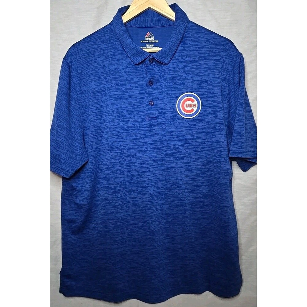 Chicago Cubs MLB Majestic Cool Base Polyester Polo Shirt, Men's Sz XL, Blue